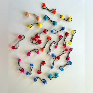 Vintage 90s Colorful‎ Hair Ties Lot - Novelty Shapes Ponytail Holders Y2K